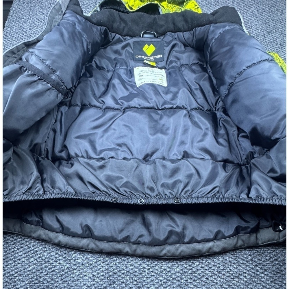 Obermeyer Boys Ski Snowboard Jacket I-Grow Hooded Insulated Black Green 7 Retro - Picture 4 of 8